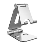 Desktop Mobile Phone Holder Stand, Cradle, Dock, Phone & Tablet Holder, Aluminum Adjustable Desktop Stand Compatible With Samsung S20, A41, A51, A71A41, A51, A71, OnePlus 8, Huawei, Sony (Silver 002)