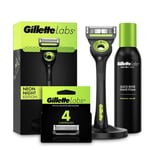 Gillette Labs Neon Night Razor, Shaving Foam and 4 Blade Refills Gift Set
