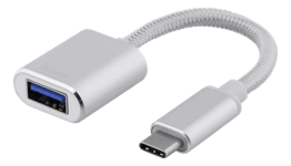 USB-C 3.1 (han) til USB-A (hun) OTG adapter kabel - Sølv