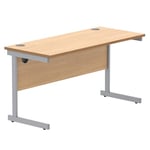 Office Hippo Essentials Rectangular Writing Computer Work Place, Home Office Desk with Cable Port Management, Wood, Norwegian Beech, 160x60cm