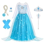 Foierp Elsa Robe Princesse Fille - Costume Princesse Elsa Enfant Deguisement avec Accessoires pour Halloween Cosplay Fête D'anniversaire De Mariage