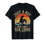 Vintage Sea Lions, Just A Boy Who Loves Sea Lions Boys kids T-Shirt