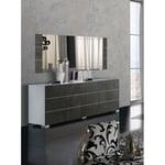 Buffet/bahut moderne 212 cm blanc/gris oxyde mat Yolanda Blanc/gris oxyde mat