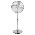 Beldray EH3263CH 16 Inch Pedestal Fan - Oscillating Floor Fan, Standing Cooler, Adjustable Tilting Head, Extendable Height up to 125cm Tall, 3 Speed Settings, For Bedroom/Office, 50 W, Chrome
