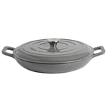 Argon Tableware Cast Iron Shallow Casserole Dish - Enameled Dutch Oven - Self-Basting Lid - Hob to Oven - 350ml - Slate Grey