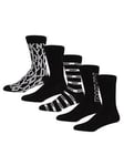 DKNY 5 Pack Granite Socks, Black/White, Men