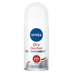 NIVEA Déodorant à bille Dry Comfort (50 ml), anti-transpirant fiable avec minéraux pour une sensation de peau sèche, avec protection 72h et formule Dual Active