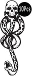 CHASPA 10 Pcs Magic Mantra Snake Skull Dark Mark Death Eater Temporary Halloween