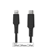 Nedis Lightning Kabel | USB 2.0 | Apple Lightning 8-Pinners | USB-C™ Hann | 480 Mbps | Nikkel belagt | 1.00 m | Rund | PVC | Sort | Boks