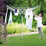 BRABANTIA LIFT-O-MATIC 60m ROTARY AIRER WASHING LINE with GROUND SPIKE & COVER N