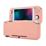 eXtremeRate PlayVital Customized Protective Grip Case for Nintendo Switch Lite, Soft Touch Mandys Pink Protector for Nintendo Switch Lite - 1 x White Border Tempered Glass Screen Protector Included