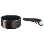 Tefal Ingenio Easy Plus Casserole 20 cm / 3 L, Empilable, Revêtement antiadhésif L1503002 & Ingenio Poignée amovible noire, Empilable, Amovible, Verrouillage sécurité 3 points