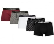 Urban Classics Boxershorts 5-pack i olika mönster (brgd/dblu+wht/blk+wht+logo+blk,XXL)