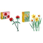 LEGO Creator Daffodils, Artificial Flowers Set for Kids & Creator Roses, Flowers Set, Compatible with Flower Bouquets, Bedroom Décor