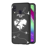 ZhuoFan for Samsung Galaxy A40 Case, Phone Case Silicone Black with Pattern Ultra Slim Shockproof Soft Gel TPU Back Cover Bumper Skin for Samsung A40 Smartphone 5.9 inch (Aircraft 2)