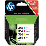 Original 4 HP364 Original Printer Ink Cartridges (Cyan / Magenta / Yellow / Black) for Photosmart D5465 Original Compatible with the HP DeskJet 3070A, Photosmart All-in-One Printer, Photosmart eStation, Photosmart Premium/Premium Fax, Photosmart 5510/5515