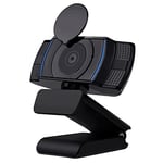TENSWALLXCJC Webcam 1080P avec Microphone et trépied : caméra HD avec Cache Ordinateur Portable, PC, caméra Web avec Port USB, Mise au Point Automatique et Rotation à 360°