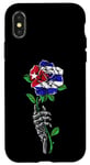Coque pour iPhone X/XS Rose de Cuba avec squelette Fierté du drapeau cubain Racines Souvenir de Cuba