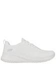 Skechers Wide Fit Bobs Squad Chao Solid Engineered Lace up Trainers - Off White, Off White, Size 6, Women