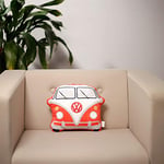 Puckator Plush Red VW Volkswagen T1 Camper Van Shaped Cushion, Home Decor Or Car Accessory 28x29x10cm Cushion With Integrated Filling