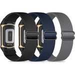 3 elastiska handledsband, kompatibla med Fitbit Charge 5/Fitbit Charge 6 armband för män och kvinnor, andningsbara och justerbara D