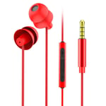 Dpofirs 3.5mm In-Ear Earphones Wired High Sound Quality Sleep Drive by Wire Headphones for Mobile Phones, MP3, Tablet, Computer, One-button Microphone Line Control(Red)