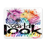 Non-Slip Rubber Base Watercolor Zebra Look at The World Mousepad for Laptop, Computer, PC