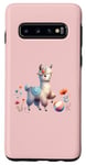 Galaxy S10 Pink Cute Alpaca with Floral Crown and Colorful Ball Case