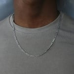 2023 Modekedja Halsband Män Temperament 3mm Bredd Rostfritt Stål Kedja Halsband För Män Smycken Present silver 22inch(55cm)