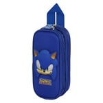 Sonic The Hedgehog - SEGA Sega-Sonic Face-Trousse 3D Double, Bleu, 22 x 9,5 cm