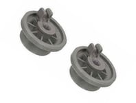 2 x Dishwasher Lower Basket Rail Wheels For Bosch Neff & Siemens Grey 165314
