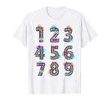 Maths Numbers Idea For Kids & Road & Cars With Numbers On T-Shirt