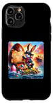 Coque pour iPhone 11 Pro Lapin pirate à la recherche d'un trésor. île lapin de Pâques