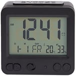 Amazon Basics Réveil numérique de chevet avec lumière, affichage de la température et de la date, carrée, 9.4 x 1.9 x 8.9 cm, Noir