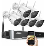 ANNKE WS500 Kit de caméra de surveillance extérieure Wi-Fi 8 CH 5 MP NVR avec 6 caméras WiFi 5 MP avec antennes MIMO 2T2R Prise en charge de 30 m
