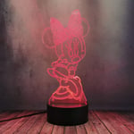 Kawaii Minnie Mouse Mickey Dancing 3D Lamp LED Optical Illusion Night Light 16 Color Change Touch Remote Control Lamp Girl Kid Bedroom Sleep Decor Desk Table Lamp Creative Anime Birthday Toy Gift