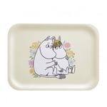 Bricka  mumin flowers 27 x 20 cm i björkfaner från muurla