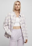 Urban Classics Fodrad flanellskjorta dam oversize (XXL,whitesand/softlilac)