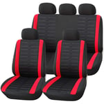 JZLPY Car Seat Covers Full Set in Black and Grey Universal Carseat Protectors for Front and Rear with Split Back Function Automotive Accessories Interior,Black red
