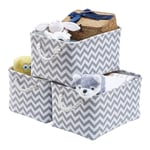 AlphaHome Fabric Storage Baskets, Foldable Canvas Large Storage Baskets for Nursery, Closet and Wardrobe, Set of 3, Chevron Grey, Large