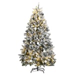Kunstigt juletræ 300 LED'er og kuglesæt hængslet 180 cm