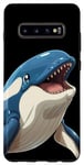 Coque pour Galaxy S10+ Mignon anime bleu orque souriant animal de l'océan gardien de zoo art
