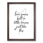 Big Box Art Love Grows Best in Little Houses Just Like This Typography Framed Wall Art Picture Print Ready to Hang, Walnut A2 (62 x 45 cm)