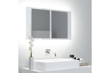 Spegelskåp för badrum LED vit högglans 80x12x45 cm - Vit