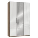 Inside75 Armoire penderie LISEA 2 portes verre blanc 1 porte miroir 150 x 236 cm HT