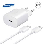 Chargeur Ultra Rapide 25W Adaptateur secteur Original Samsung + Cable USB-C USB-C pour Samsung Galaxy A33 5G 6.4" - Blanc
