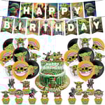 Star Wars Yoda Baby Tema Festtillbehör Dekoration Grattis På Födelsedagen Banner Tårta Toppers Ballonger Kit