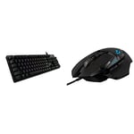 Logitech G512 Mechanical Gaming Keyboard, Carbon/Black & G502 HERO High Performance Wired Gaming Mouse, On-Board Memory, PC/Mac - Black