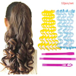 12pcs Portable Magic Long Hair Curlers Curl Maker Rollers Spiral 45cm
