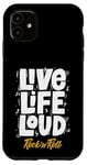 Coque pour iPhone 11 Live Life Loud, I Love Rock & Roll, Rock and Roll Graphic